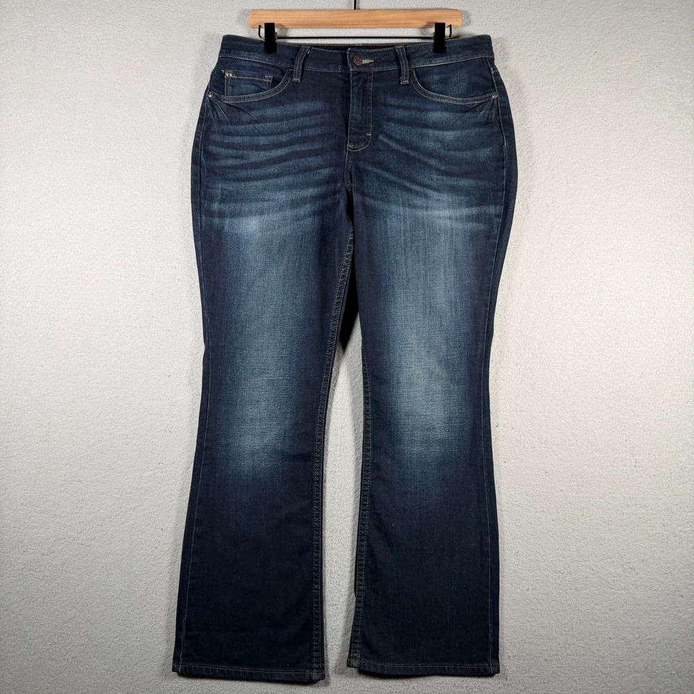 Lee Riders Womens 14P Dark Wash Midrise Bootcut Stretch Jeans 1SBMFW2 Petite